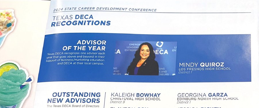 CTELFCISD's tweet photo. Congratulations to our Los Fresnos High School DECA sponsor, Mindy Quiroz, for being named the DECA Advisor of the Year for the State of Texas! @mindylfcisd  @losfresnoshigh @LFHSDECA_ https://t.co/Hmr8mZx5FF