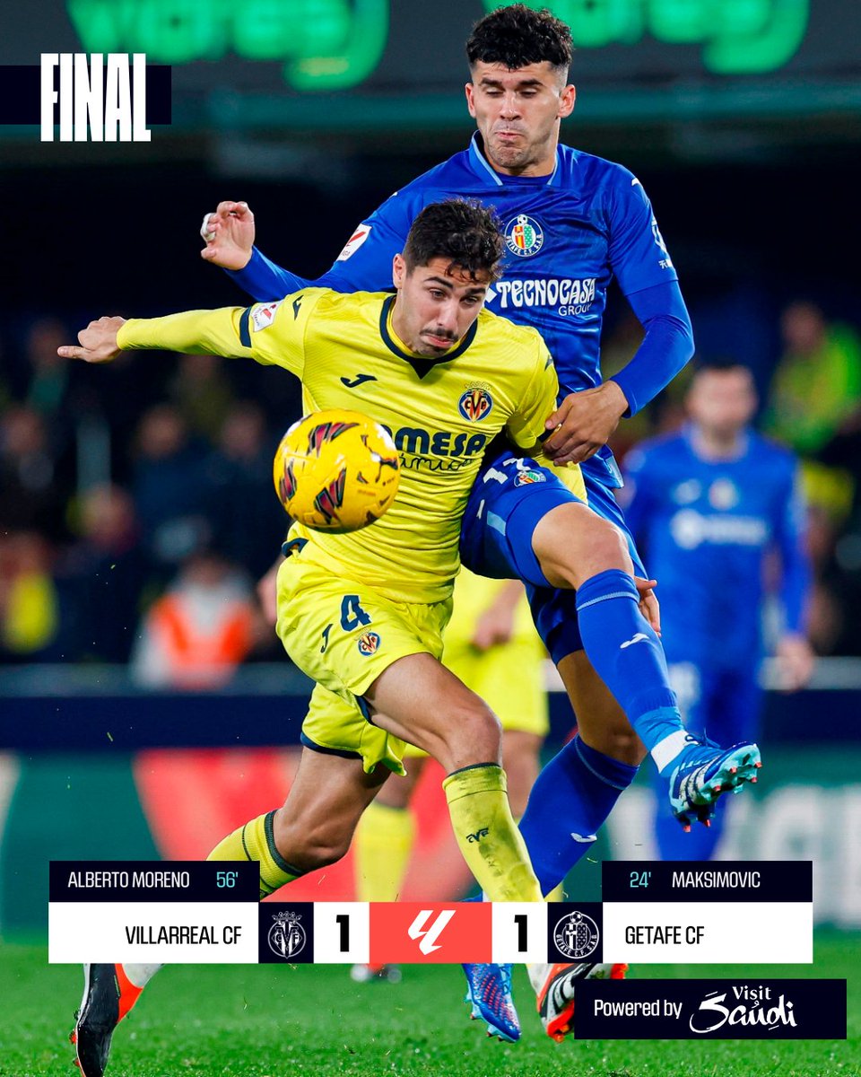 FINAL: #VillarrealGetafe 1x1

Tudo igual no Estadio de la Cerámica!

#ResultsByVisitSaudi