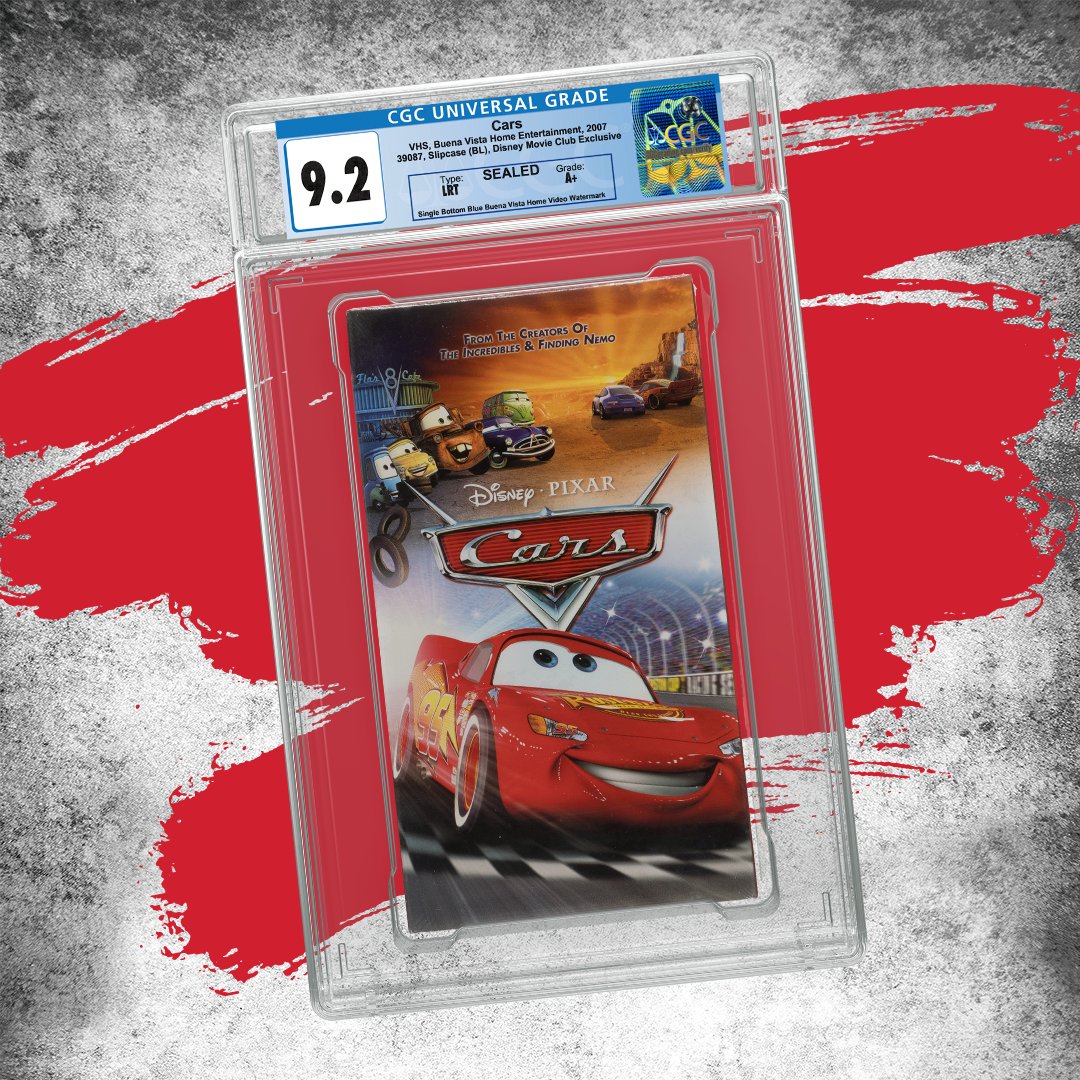 The nostalgia of VHS tapes runs deep! One pricey find: the exclusive 2007 VHS release of Pixar's Cars! 🏎️🌟 With DVDs taking over, VHS releases are scarce. The limited edition Cars VHS recently sold for $16,280 on eBay🤯🎬 Dust off those tapes and submit to CGC Home Video today!