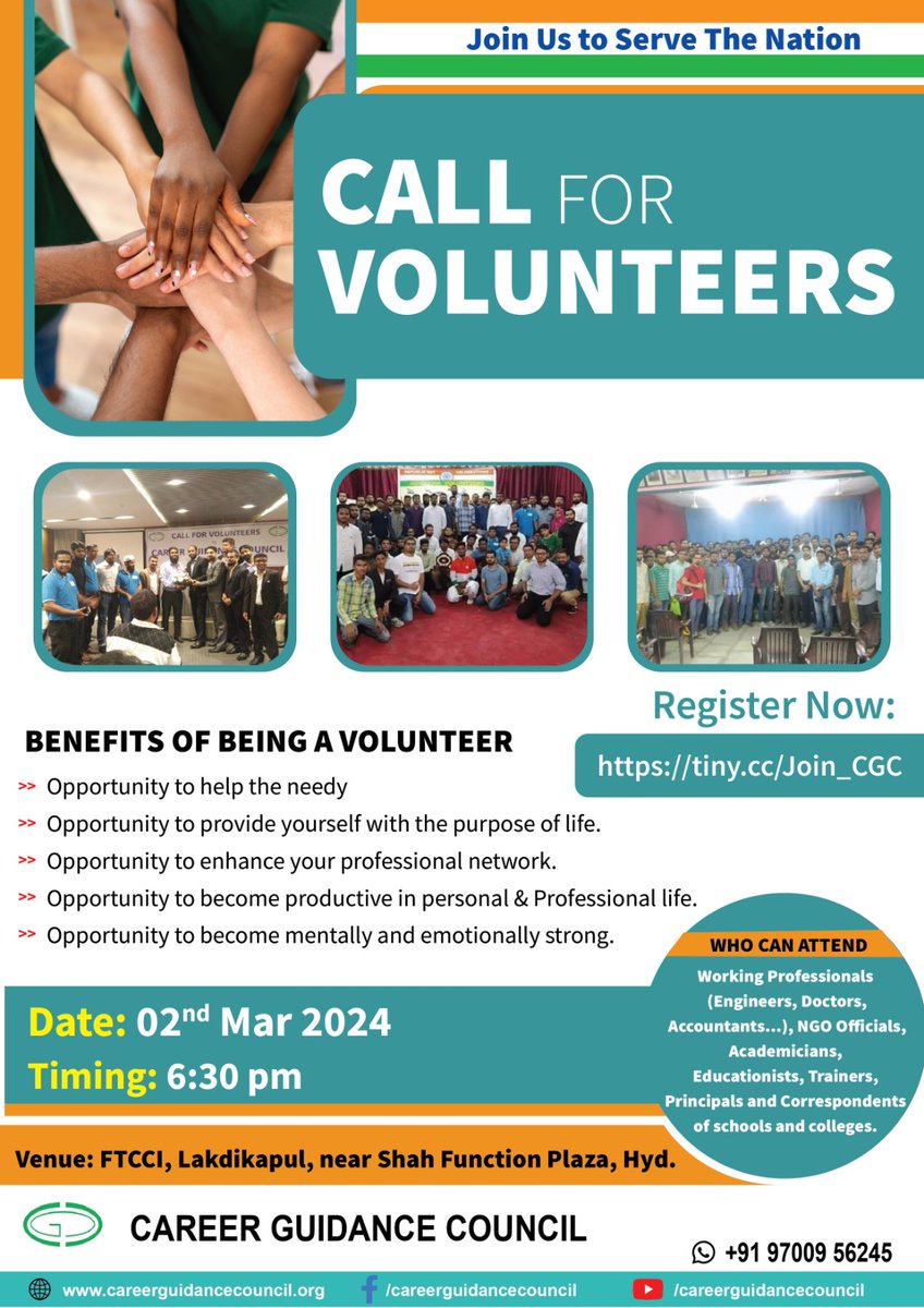 CGC_NGO's tweet photo. Join us to serve the nation 🇮🇳

Know how 👇

```Volunteerism is an act of Worship```

*Call for Volunteer on Saturday 02-03-2024*

*Register Today:*
https://t.co/gd07KA4nhd

Know about CGC: https://t.co/JHKm055VYL https://t.co/d1CZ5tjpkl