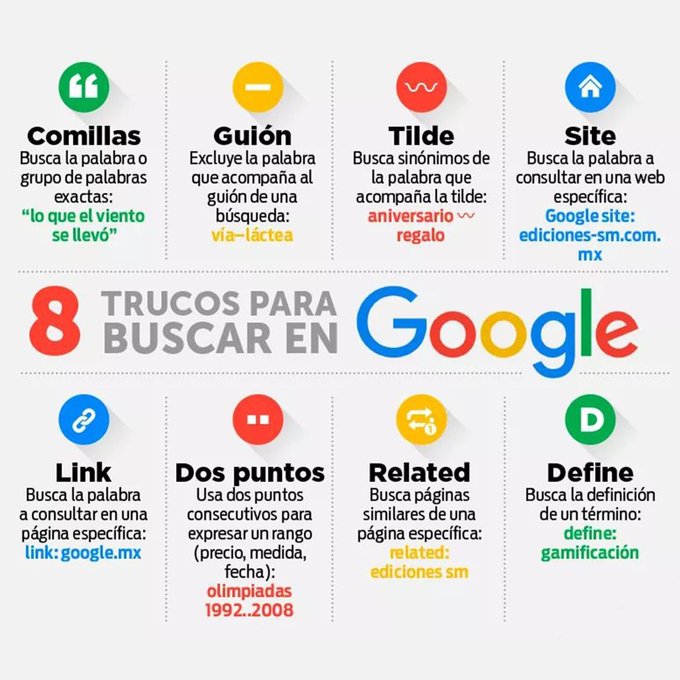 Ivandba's tweet photo. 8 trucos para buscar en #Google. ¿Cómo sacarle provecho a Google? puedes realizar tus búsquedas de forma más eficiente. https://t.co/9NfH3718Xz