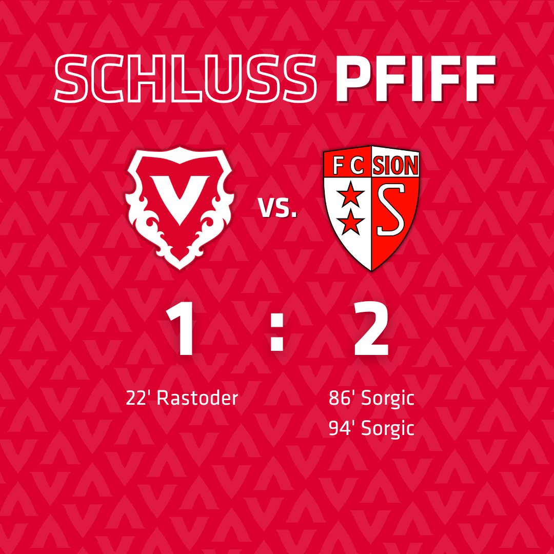 VaduzFC's tweet photo. Bittere Heimniederlage zum Debüt von unserem neuen Cheftrainer Marc Schneider. Wir verlieren gegen den Spitzenreiter aus dem Wallis nach zwei späten Gegentreffern mit 1:2-Toren.
📜 Hier geht’s zum Spielbericht: https://t.co/Nug91kgsjI
#hoppvadoz #supportFCV #fcvaduz #VADSIO https://t.co/pMAoxww1dY