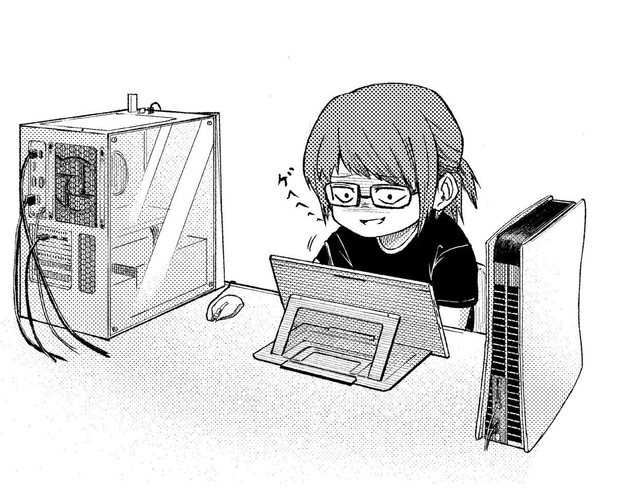 yoshi_koha_'s tweet photo. 最近髪も伸びて結んでるし、
凄いにやけながら「これを、、こうじゃ！へへ、、」とか言いながら絵を描いてる。 https://t.co/p3yiOvetSa