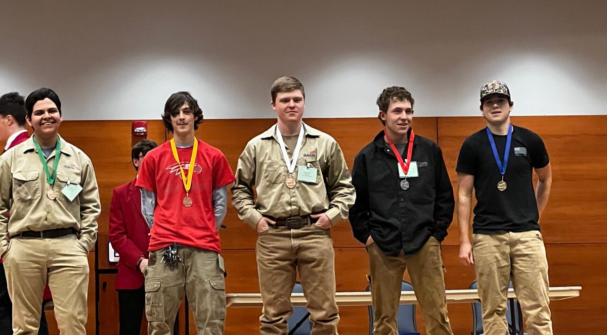 MaryFinley13's tweet photo. Congratulations, Jace Bradley Reece, for winning first place, and Ocean Kaderlik, winning 4th place in the regional @SkillsUSAnc welding competition!  We are proud of all of the students that competed. 🏆🏆 #CTEMonth #CTEWorks https://t.co/YdhTXn38Yi