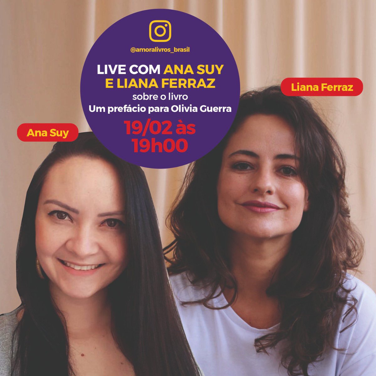 Live com a <a href="/a_suy/">Ana Suy</a> e <a href="/liferraz/">@lianaferraz</a> segunda dia 19 às 19 na Amora sobre o livro do mês, Um prefácio para Olívia Guerra. #amora #amoralivros #literatura #escritorasbrasileiras