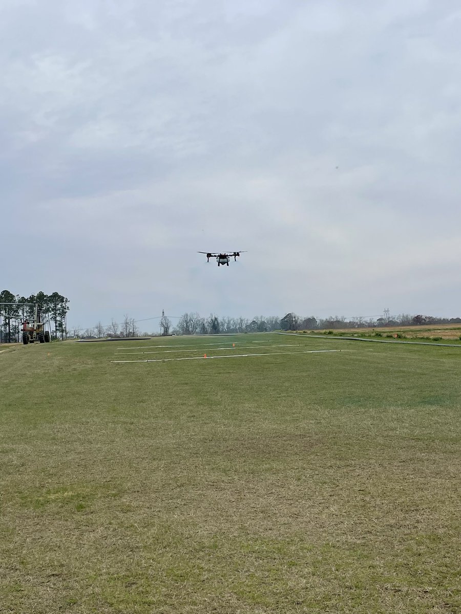 ENGRTechCole's tweet photo. Some exciting work this week evaluating spray and dry spreader deposition patterns with #spraydrones.  This type of information is vital for the effective application of these tools in #plant24. #precisionag #drones https://t.co/cWkkcE7LSE