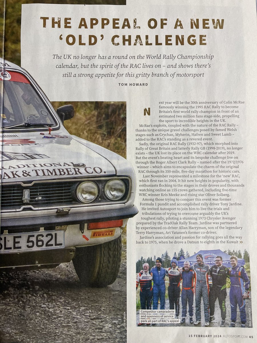 tony_jardine's tweet photo. Thank you @autosport #TomHoward for great article today. 6 pages @RACRMC after they joined us in Nov #THolland #TeamTradOak @CorytonFuelsLtd @pirellisport @mismotorsport @AllanHarryman @alpinestars https://t.co/TiMgEIUqNq