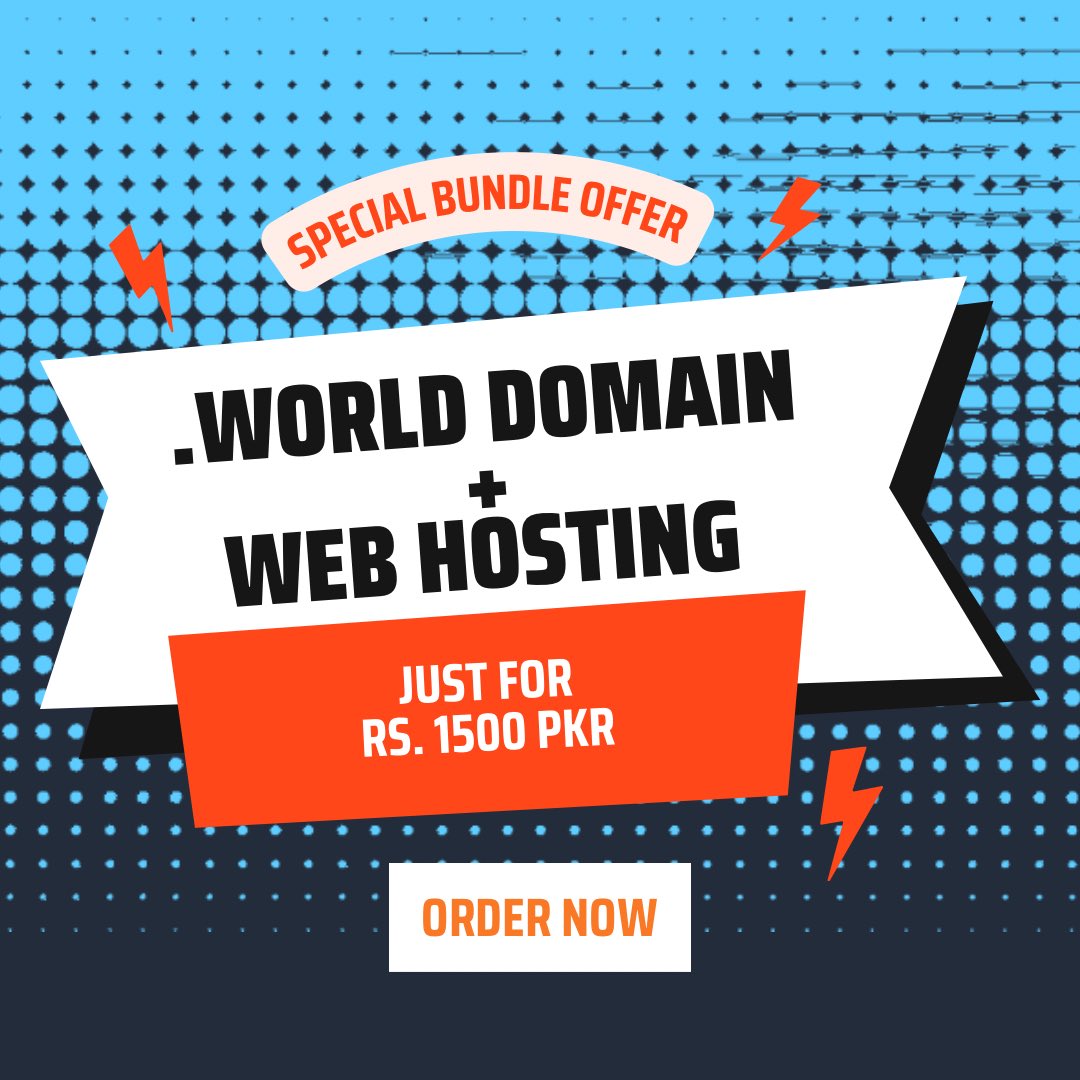WebsterzHosting's tweet photo. Special bundle offer:
Get .world domain with web hosting just in Rs. 1500 PKR
More details: https://t.co/RE8OuiEgb1 https://t.co/993xUU2Lky