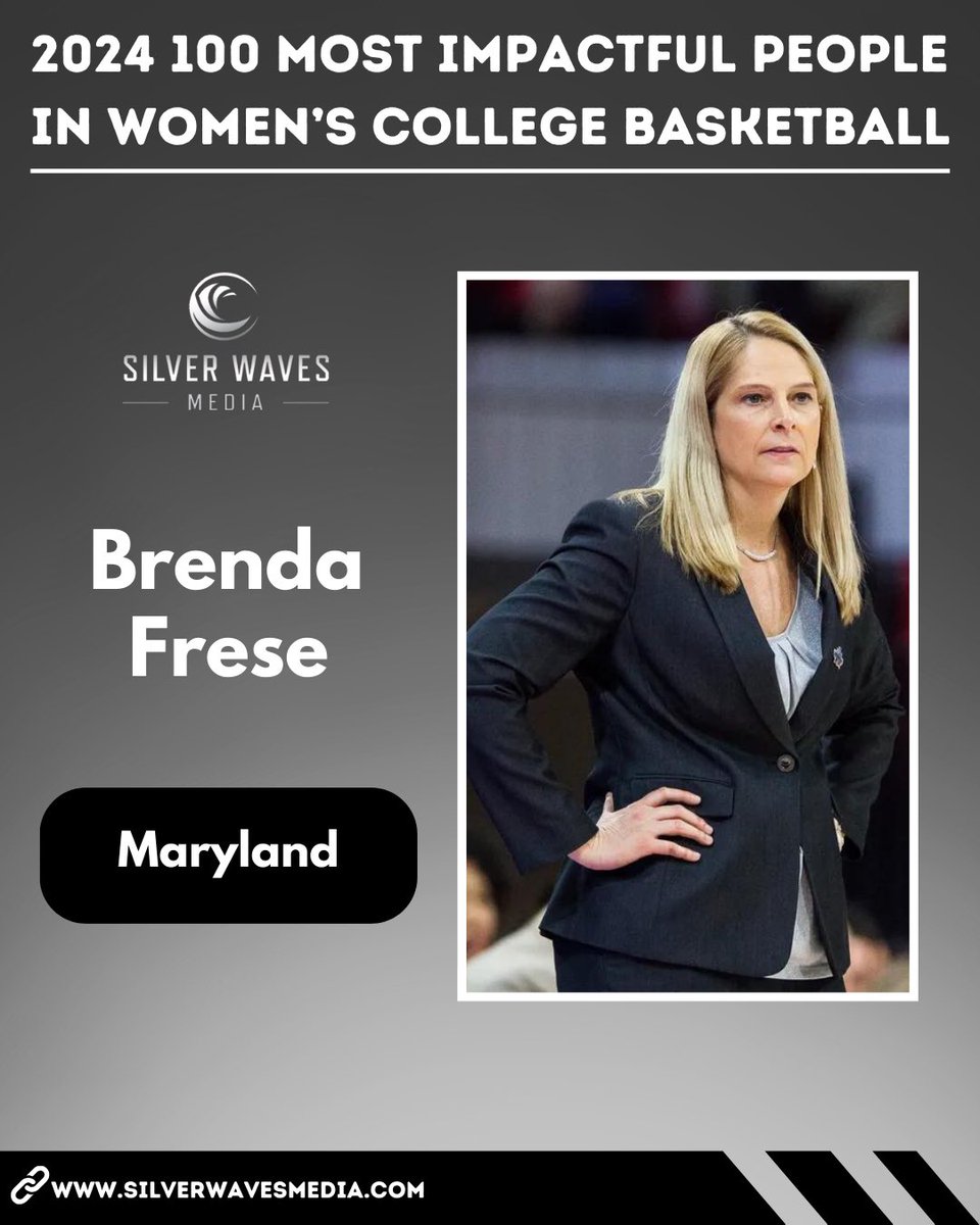 SilverWaveMedia's tweet photo. @AdiaBarnes @ArizonaWBB @AZATHLETICS @uarizona @Alex_SEBBall @3StepSports @SelectEventsBB @alexaphilippou @espn @alle_moreno2 @StMarysGirlsBB @SMHSRAMS @Coach_Mathurin @TeamTraeYoungWB @Andraya_Carter @Reese10Angel @LSUwbkb @LSUsports @LSU @NorthTartan @BWSLGirlsAAU @BooWilliamsAAU @alhonor @lhps_gbb @LHPS_athletics @BrandonClayPSB @bclayrecruiting @BClayTraining Congratulations to Brenda Frese of Maryland on being named to the 2024 100 Most Impactful People in Women’s College Basketball list.

@BrendaFrese 

https://t.co/1YrgEx5xHN https://t.co/fJVcTesPHV