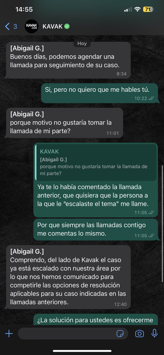 _andreagvc's tweet photo. Como ven, kavak comunicándose el día de hoy, con su “solución”, y Abigail Hernandez de “escalamiento de redes sociales”, sin dar solución a nada. 
Siguen con el coche, siguen con mi dinero; y SIGUEN SIN HACERSE RESPONSABLES. @KavakMexico @carlosjgarciao @AtencionKavakMX 
#ROBO https://t.co/ng1mAL8YcU