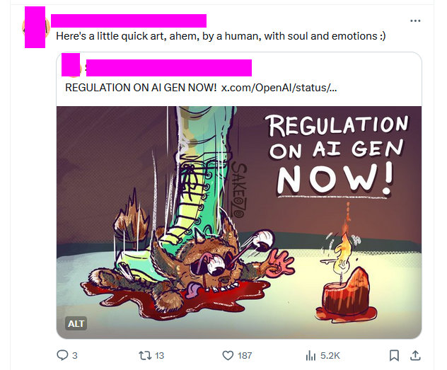 GreenGestalt111's tweet photo. It's funny how a neat new #aianimation tool got #furries to freak out over it - But #aiart makes the Furz FREAK especially ones that make #carpetsample look like the late #frazetta.

Just one man's opinion...

Seriously, tho-
Don't reality TRUMP fiction.

I can understand Loish, https://t.co/5CywSDnRqv