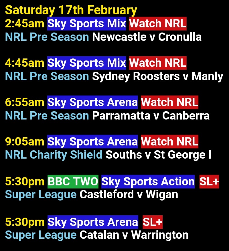 Anyway you should go to bed because the next Live Rugby League is at 2.45am on Sky Sports Mix.