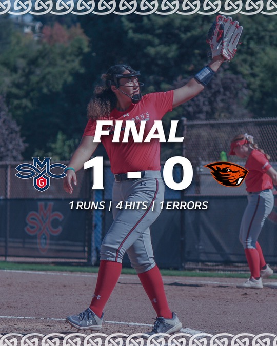 GaelsSoftball's tweet photo. FINAL | SMC 1 - OSU 0
Mia Nishikawa tosses her first career complete game shutout, while Sam Buckley drives in the Gaels lone run as Saint Mary's defeats Oregon State, 1-0!

#GaelsRise https://t.co/aN3MTcV1QV