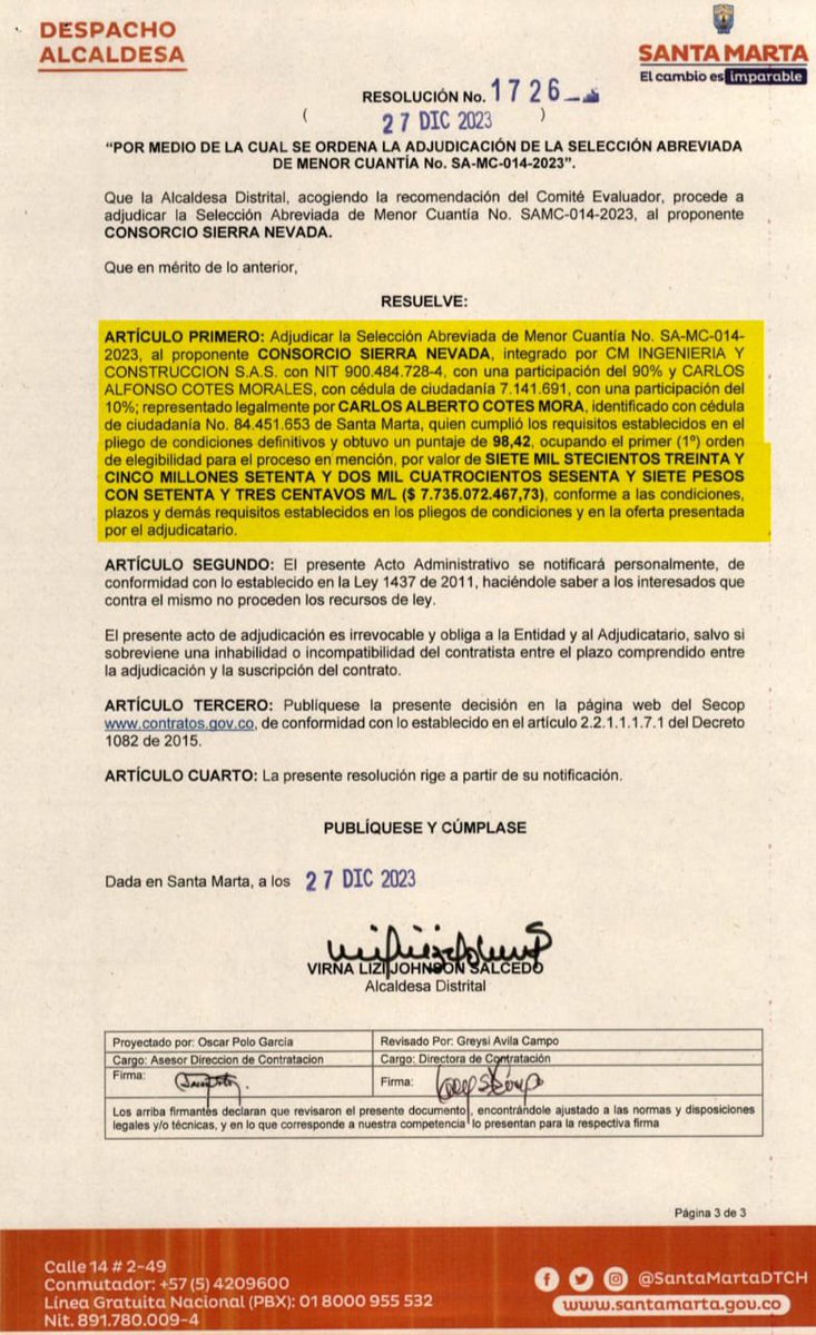 Quien salió en su momento por incompetente y traidor, ahora hace política barata señalando de elefante al Estadio Sierra Nevada. El 97% de las obras contratadas se ejecutaron y con el saldo que quedó, ya que no se perdió un centavo, sumado con otros recursos para obras