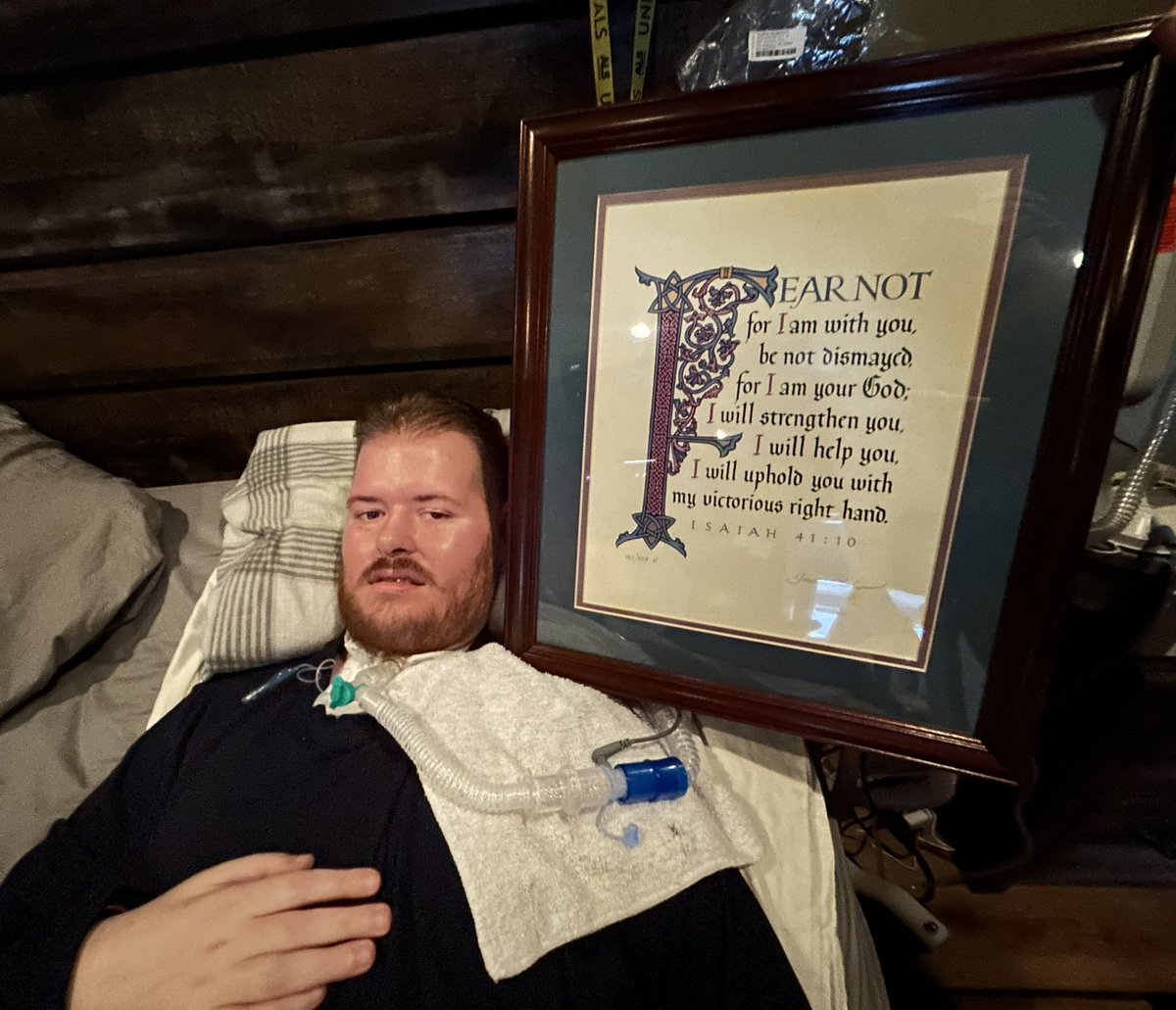 Jacob’s cardiologist, Dr. Stanton, ordered him this beautiful print from artist, Jonathan Blocher. It’s #41/500, hand painted and absolutely gorgeous! It will be displayed above his headboard! 
#Isaiah41v10 #joshual1v9 #EndALS #nowhiteflags 
#ALS #ion363 #Jacifusen #ButGod