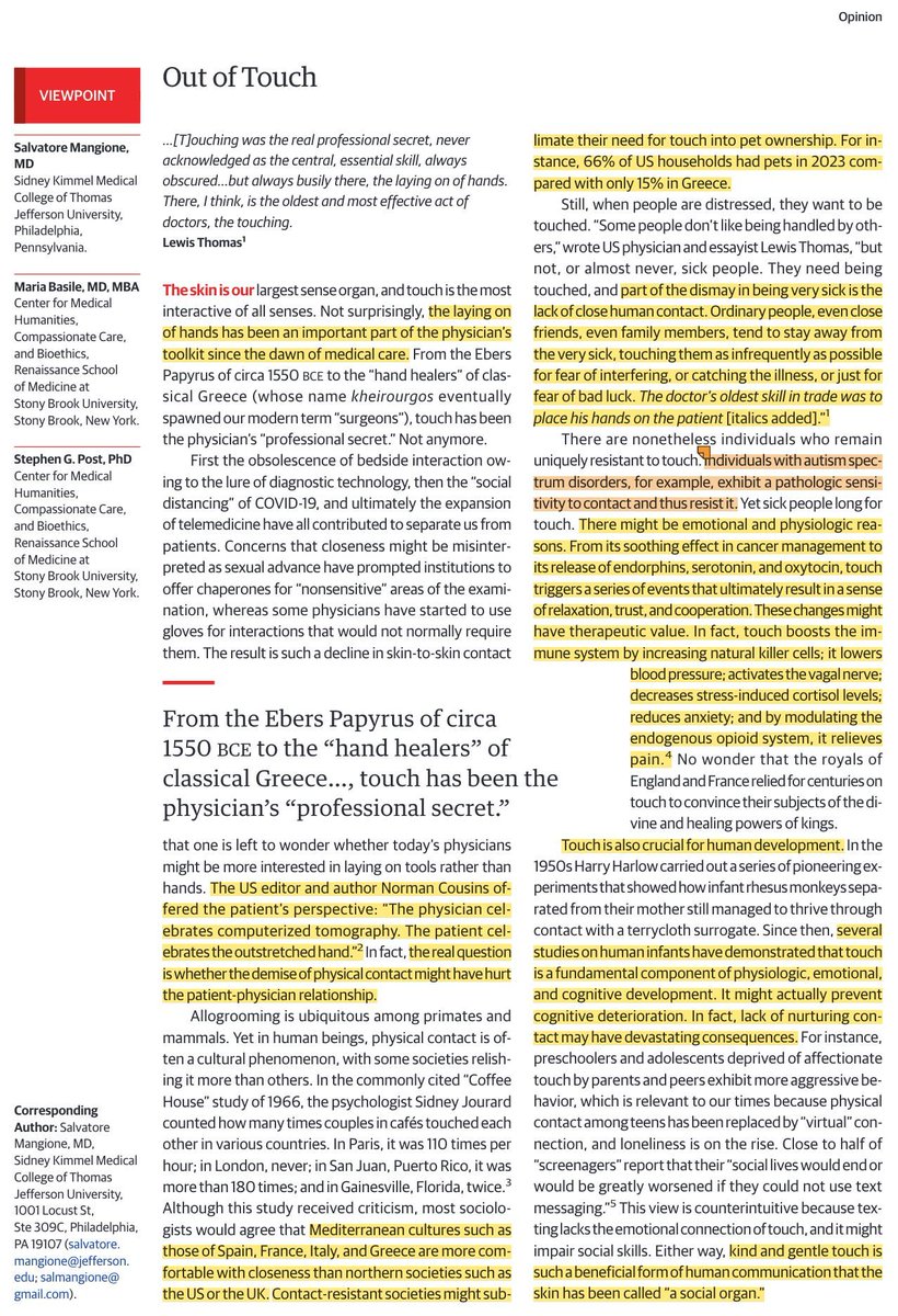 exploringchiro's tweet image. “The demise of physical examination is such a loss for the art of medicine: it deprives us of our main chance of touching patients.”  buff.ly/42GZH22