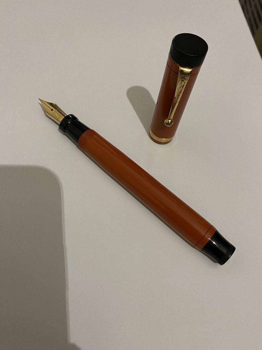 So excited to take this 1926 Parker Duofold Senior Lucky Curve fountain pen and fill it with ink for writing. And what a wonderful writing experience - over the moon. Lovely to see something nearly a century old in such amazing condition.