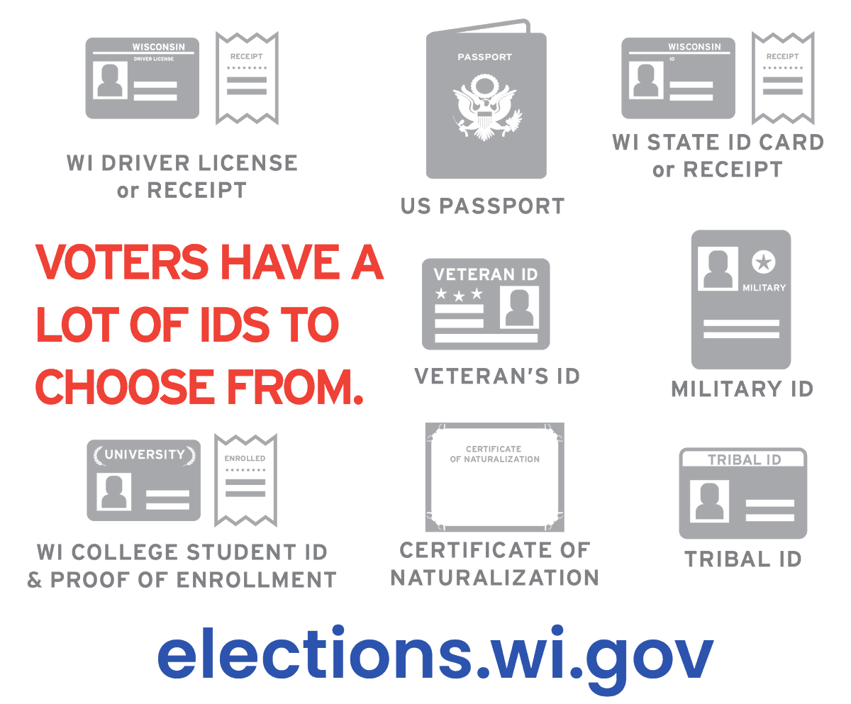 Interested in getting a free ID for voting purposes? Visit elections.wi.gov/photoid for more information and to get ready for Feb. 20!