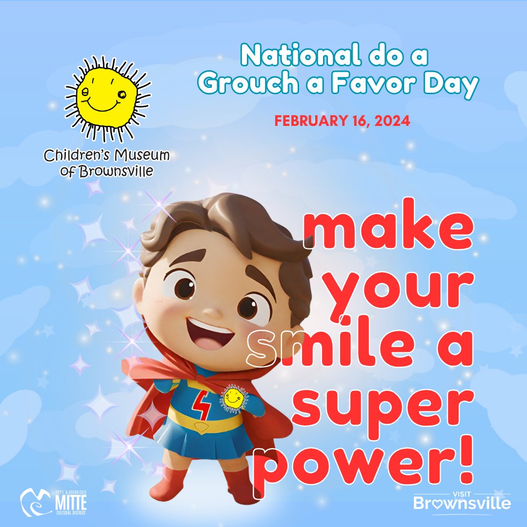 ChildrenMuseumB's tweet photo. We can all be a little grumpy sometimes. Today is National Do a Grouch a Favor Day, so make sure to spread kindness to those who might need a little extra love! Even the foulest mood can be improved by a kind word or action. Let's turn those frowns upside down!   #quoteoftheday https://t.co/NgRclsLSUH