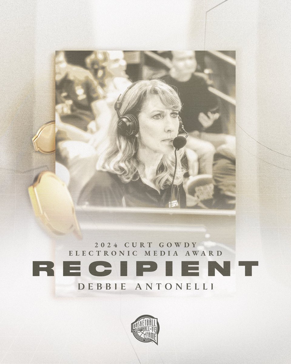 Congratulations to 2024 Curt Gowdy Electronic Media Award recipient, <a href="/debbieantonelli/">Debbie Antonelli</a>. #GowdyAward