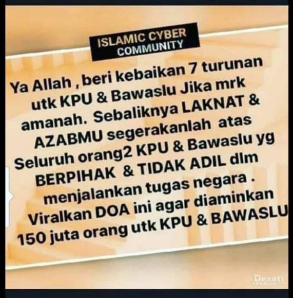 🔴 Pencoblosan sudah usai, tapi pemilu belum selesai karena kita semua masih menunggu hasil RC KPU. Sambil menunggu mari kita Aaminkan Do'a ini agar hasil pemilu membawa keberkahan bagi bangsa dan negara ini.