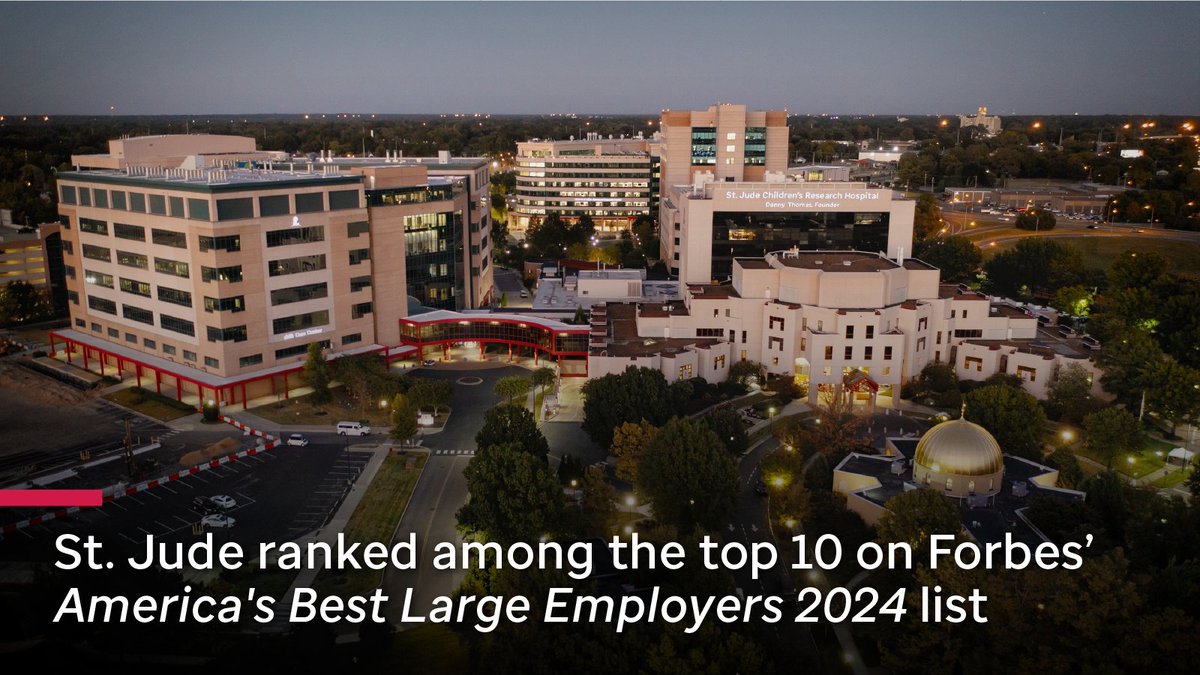 StJudeResearch's tweet photo. St. Jude has been named to @forbes list of “America’s Best Large Employers 2024!” This reflects our ongoing commitment to excellence, compassion and collaboration. Thank you for making St. Jude an incredible place to work. #WeAreStJude 
Read more: https://t.co/hOBLce3ixo https://t.co/nQO2USBP3E
