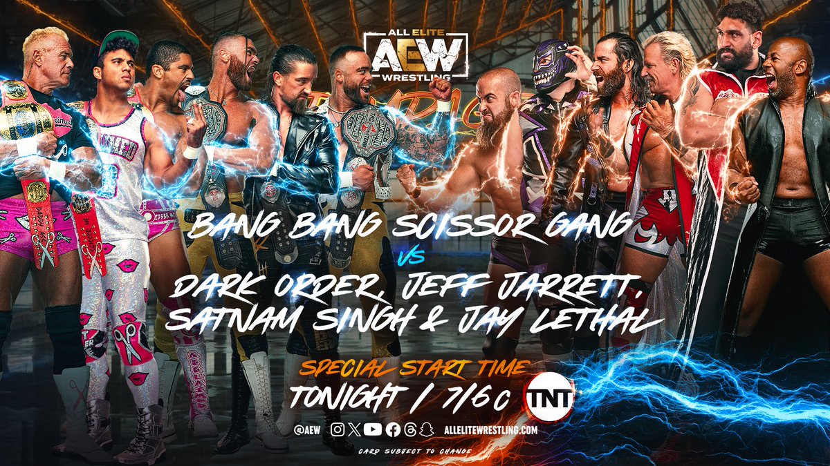 Jay Lethal (@thelethaljay) on Twitter photo Almost time to watch the crew <a href="/RealJeffJarrett/">Jeff Jarrett</a> <a href="/sonjaydutterson/">SONJAY</a> <a href="/hellosatnam/">Satnam Singh Bhamara</a> <a href="/karenjarrett/">Karen Jarrett</a>
Don’t miss Friday Night #AEWRampage TONIGHT with a SPECIAL START TIME of 7pm/6pm CT on <a href="/tntdrama/">TNT Drama</a>! Almost time to watch the crew <a href="/RealJeffJarrett/">Jeff Jarrett</a> <a href="/sonjaydutterson/">SONJAY</a> <a href="/hellosatnam/">Satnam Singh Bhamara</a> <a href="/karenjarrett/">Karen Jarrett</a>
Don’t miss Friday Night #AEWRampage TONIGHT with a SPECIAL START TIME of 7pm/6pm CT on <a href="/tntdrama/">TNT Drama</a>!