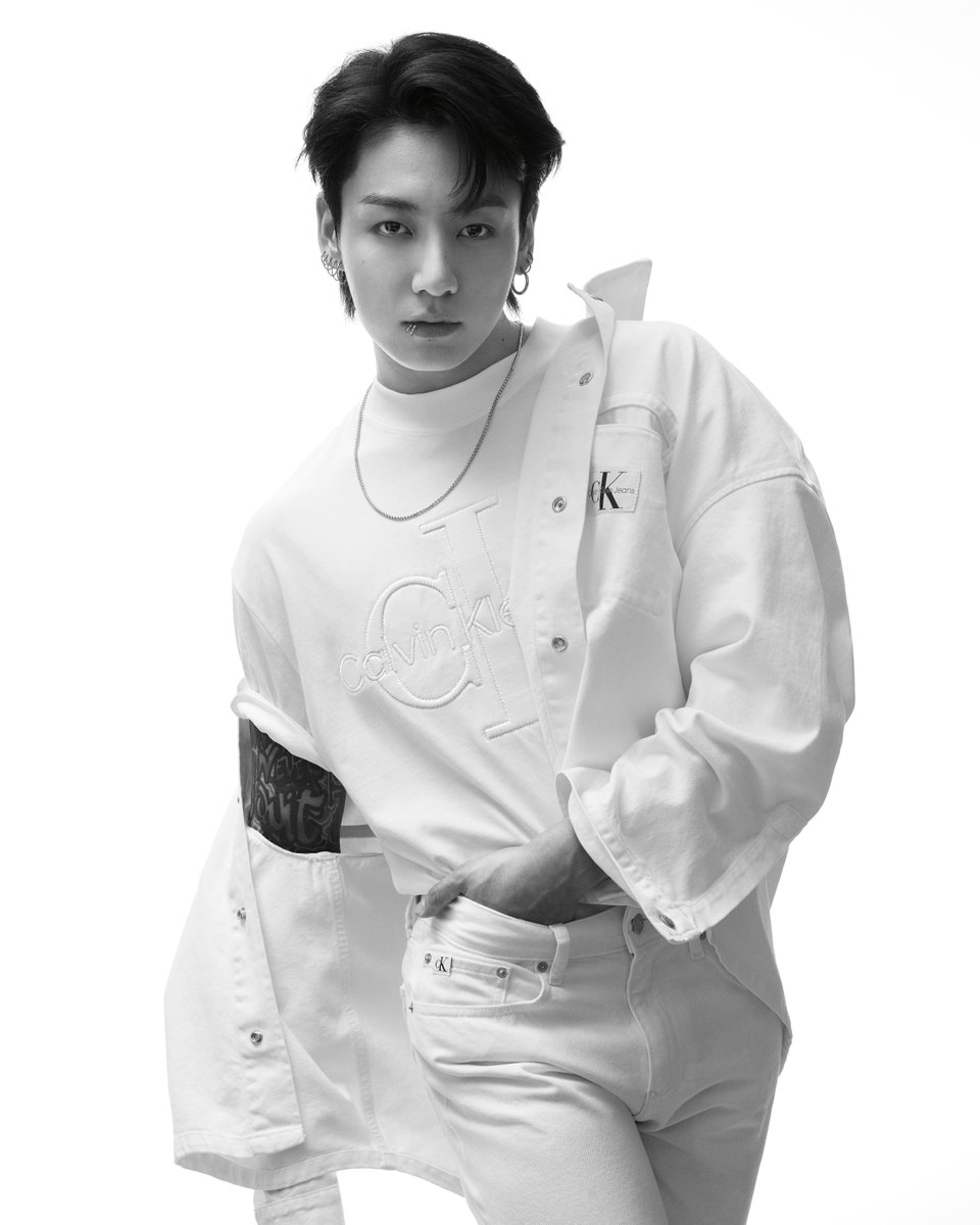 major in monochrome. Jung Kook wears the Premium Monologo Tee.