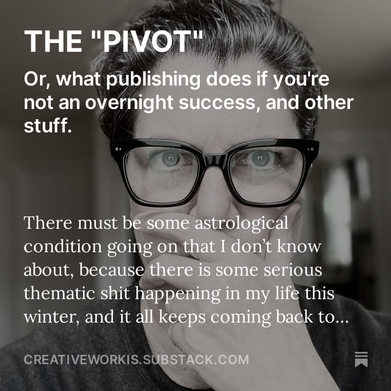 New post in Creative Work (Is Real Work) on 'The Pivot' or what publishing does if you're not an overnight success. Got a little salty in this one. Link in bio/LinkTree. #WritingCommunity #amwriting