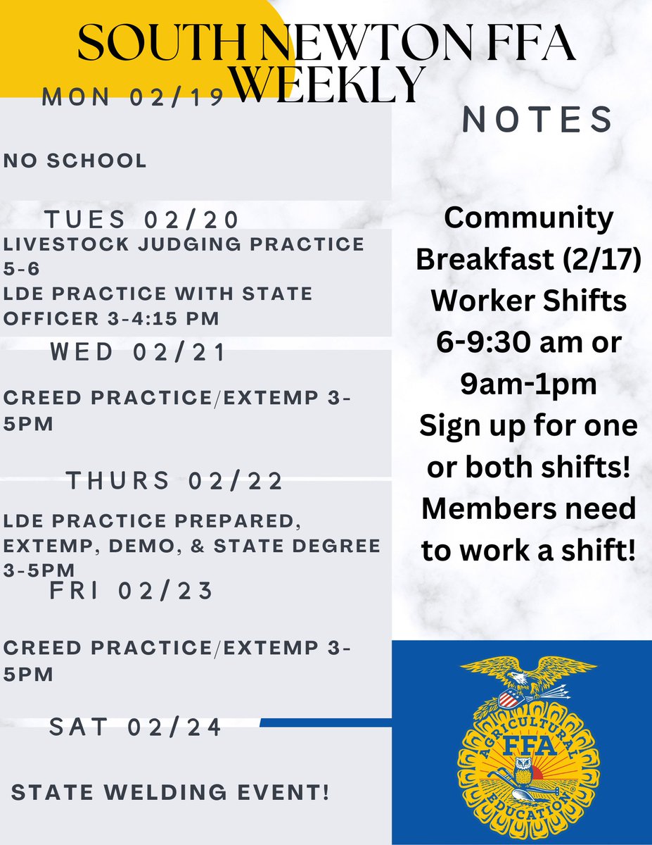 SN_FFA's tweet photo. FFA Week! https://t.co/9BT6n9Z0kU