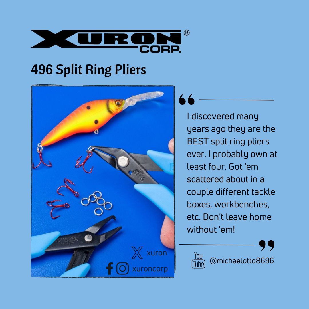 Xuron Corp on X: 🎣 Discover the Xuron® 496 Split Ring Pliers! Perfect for  working with fishing lures, these USA-made pliers are a must-have. Please  don't take our word for it; hear