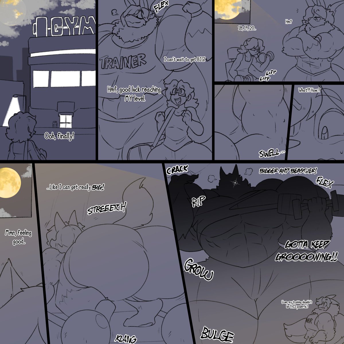 BillowingBigger's tweet photo. A new gym experience with trainer Peyton GROWS into something much BIGGER for me when the full moon rises.. BOOMING me up and out into a mega macro werewolf MONSTER! 🌕💪✨

HUGE thanks to @knj_ex! https://t.co/u0ghqXfKFq