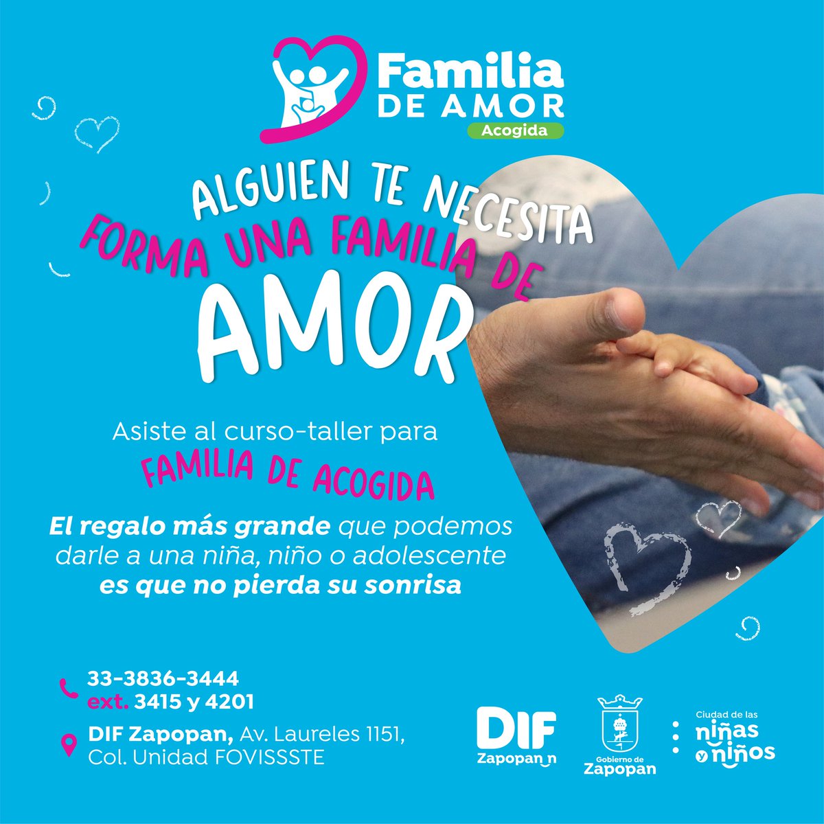 Con nuestro programa #FamiliaDeAmor las niñas, niños o adolescentes que se encuentran en medio de un proceso legal pueden tener la oportunidad de vivir en un hogar con una familia que los cuide, eduque y ame. 💕 Llama 33 3640 0994 al para inscribirte en nuestro curso.