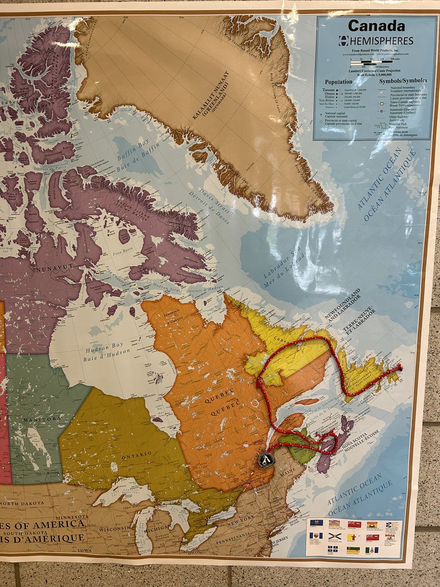 CurtojoeJoe's tweet photo. This week @stahces HAT members updated our Walk Across Canada initiative.  We have walked over 5000 kms as a school community and have made it to Quebec City. Congratulations to Mr. Toffolon’s class for capturing the golden boot for the most km. https://t.co/eu6PvxVosE