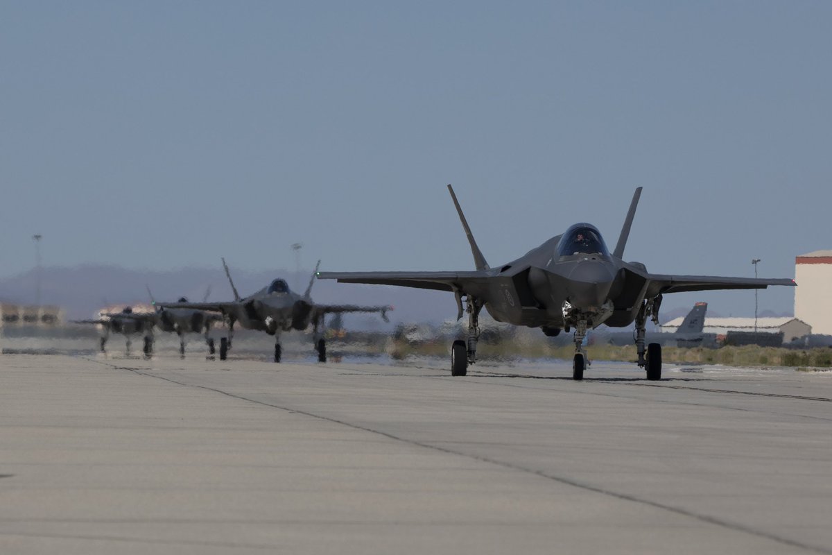 Happy #FighterFriday Team Edwards! The 461st FLTS is looking absolutely beautiful during recent test events over the Mojave Desert. No rest for those 'Deadly Jesters' as they soar #F35 into the future. #AFMC @theF35JPO @LockheedMartin @HQ_AFMC @AFTestCenter