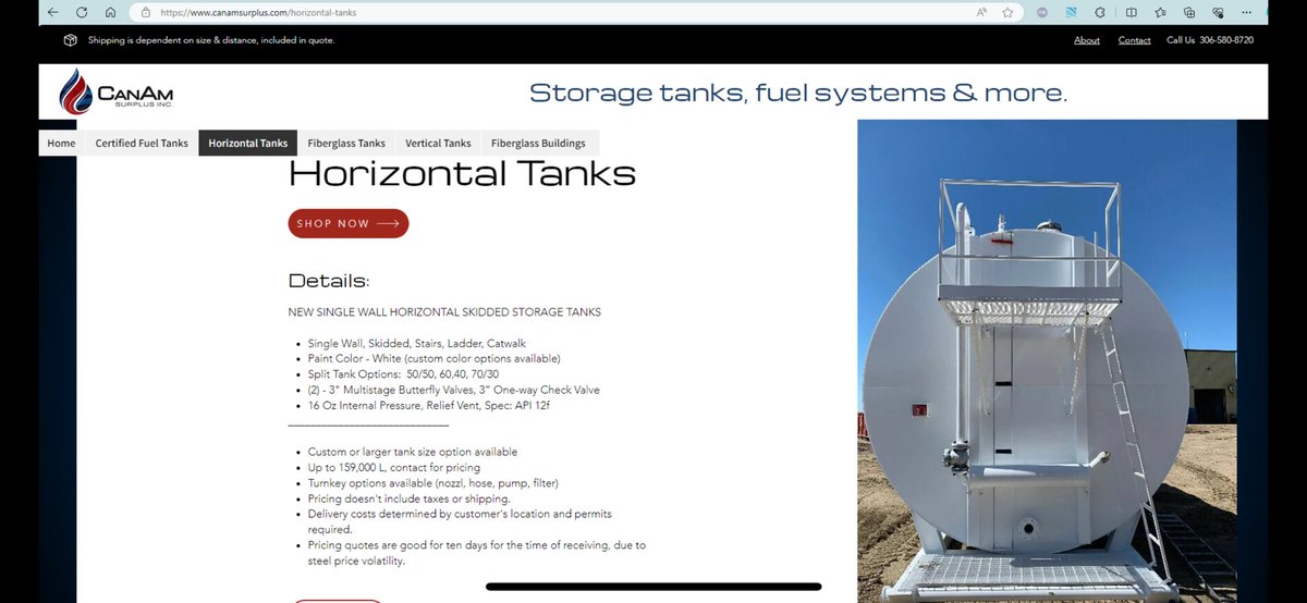 CanamSurplus's tweet photo. Our website is getting traction! 

Lots of new upgrades to our site come browse storage tanks for all types and more! #fuelstorage #steeltanks #fiberglass #Farmers #ag #canag 

https://t.co/b2q6hxRHB7 https://t.co/RRq13t0GDx