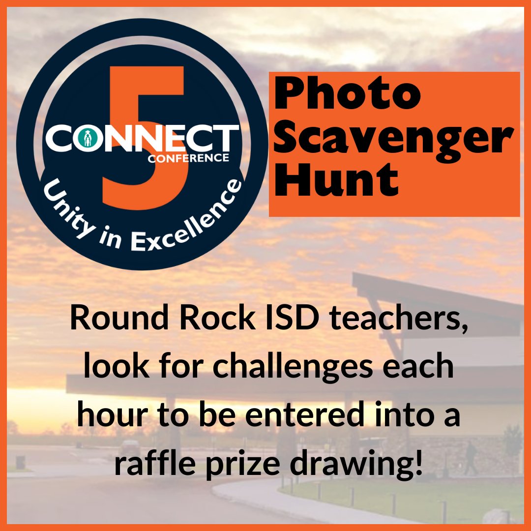 RRISD Professional Development (@rrisdpd) on Twitter photo Connect 5 Social Media Scavenger Hunt Challenge #3:
Share a photo that includes someone from all 5 Round Rock ISD learning communities. Tag <a href="/rrisdpd/">RRISD Professional Development</a> and include the hashtag #rrisdconnect5 Connect 5 Social Media Scavenger Hunt Challenge #3:
Share a photo that includes someone from all 5 Round Rock ISD learning communities. Tag <a href="/rrisdpd/">RRISD Professional Development</a> and include the hashtag #rrisdconnect5