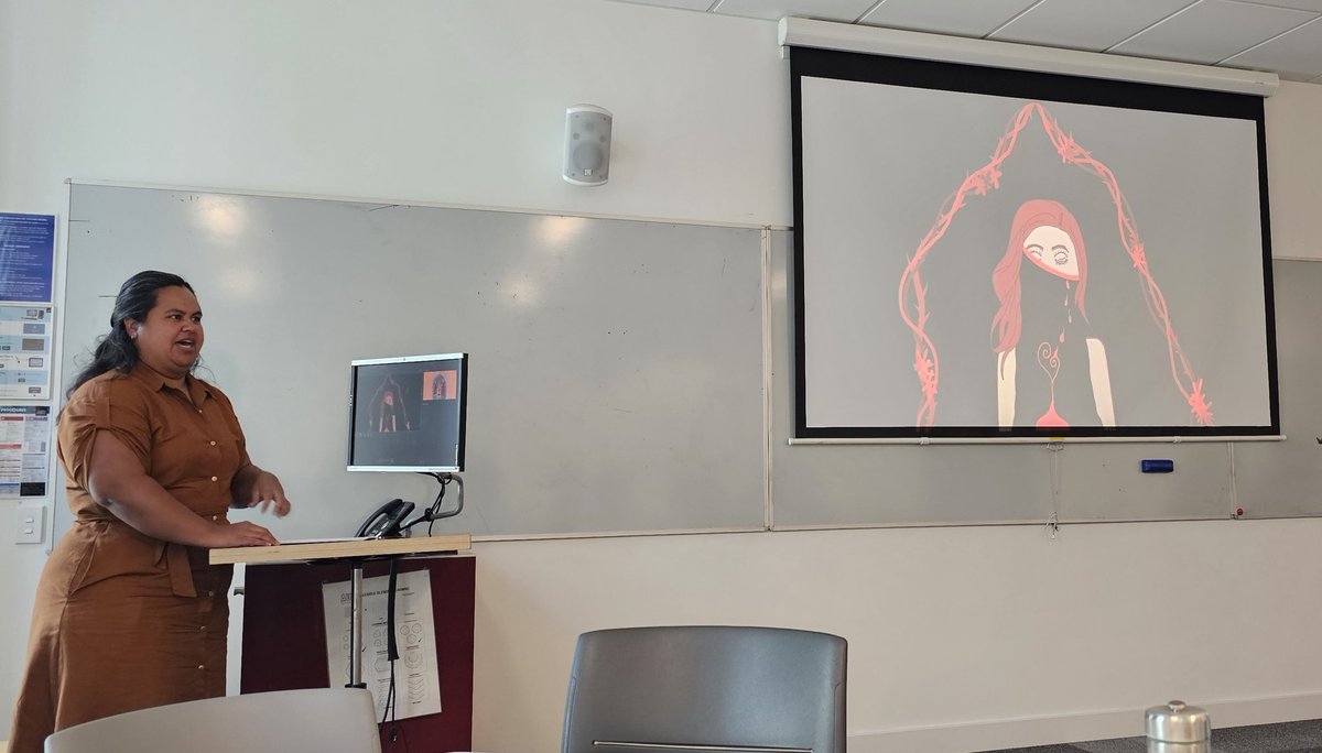 RosieGibsMoul's tweet photo. Absolutely fantastic and moving presentation from @CPsychologies doctoral student Deanna Haami at this week's ISIH coference 🙌💚

Te Pū: Tracing the origins of intergenerational trauma through
ancestry to attain intergenerational healing 

@MasseyUni https://t.co/MF4nL0tPEj