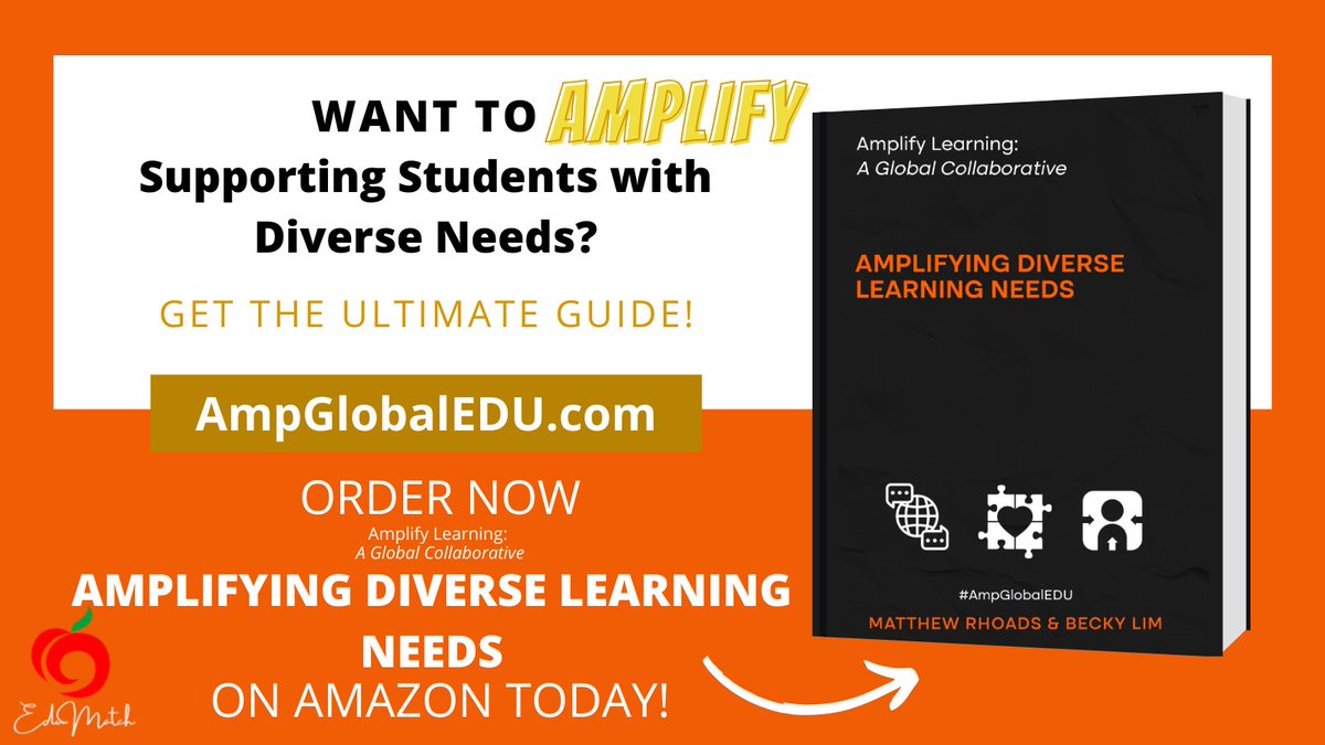 Pre-orders are now available for the Kindle version of #AmpGlobalEdu Amplifying Diverse Learning Needs!

Chapters:

Multilingual Learners
Support Students with Special Needs
Personalized Learning

High-impact strategies integrated with #edtech

Purchase: amazon.com/Amplify-Learni…