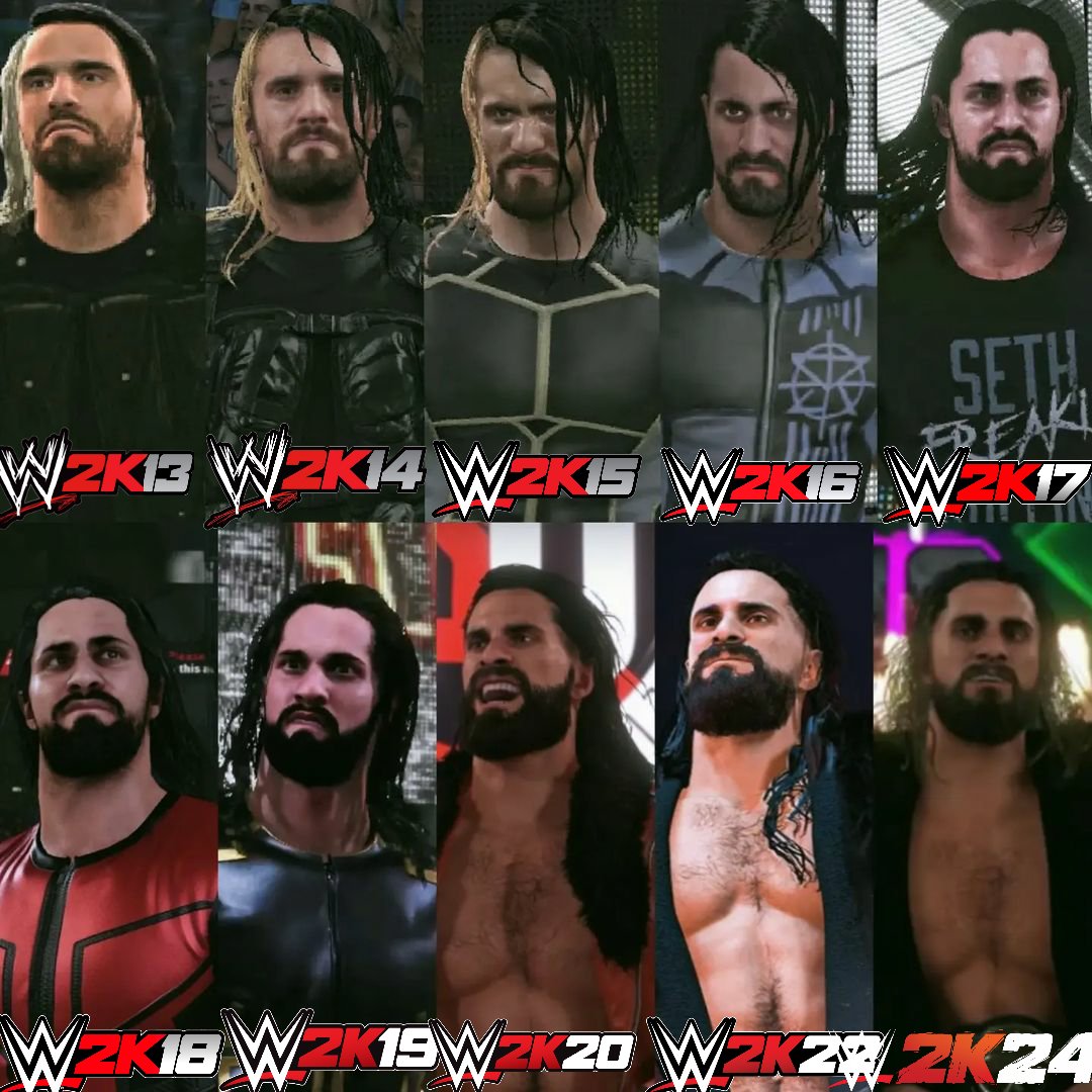 La evolución de Seth Rollins en cada una de las ediciones del #WWE2K, image size:1080x1080
