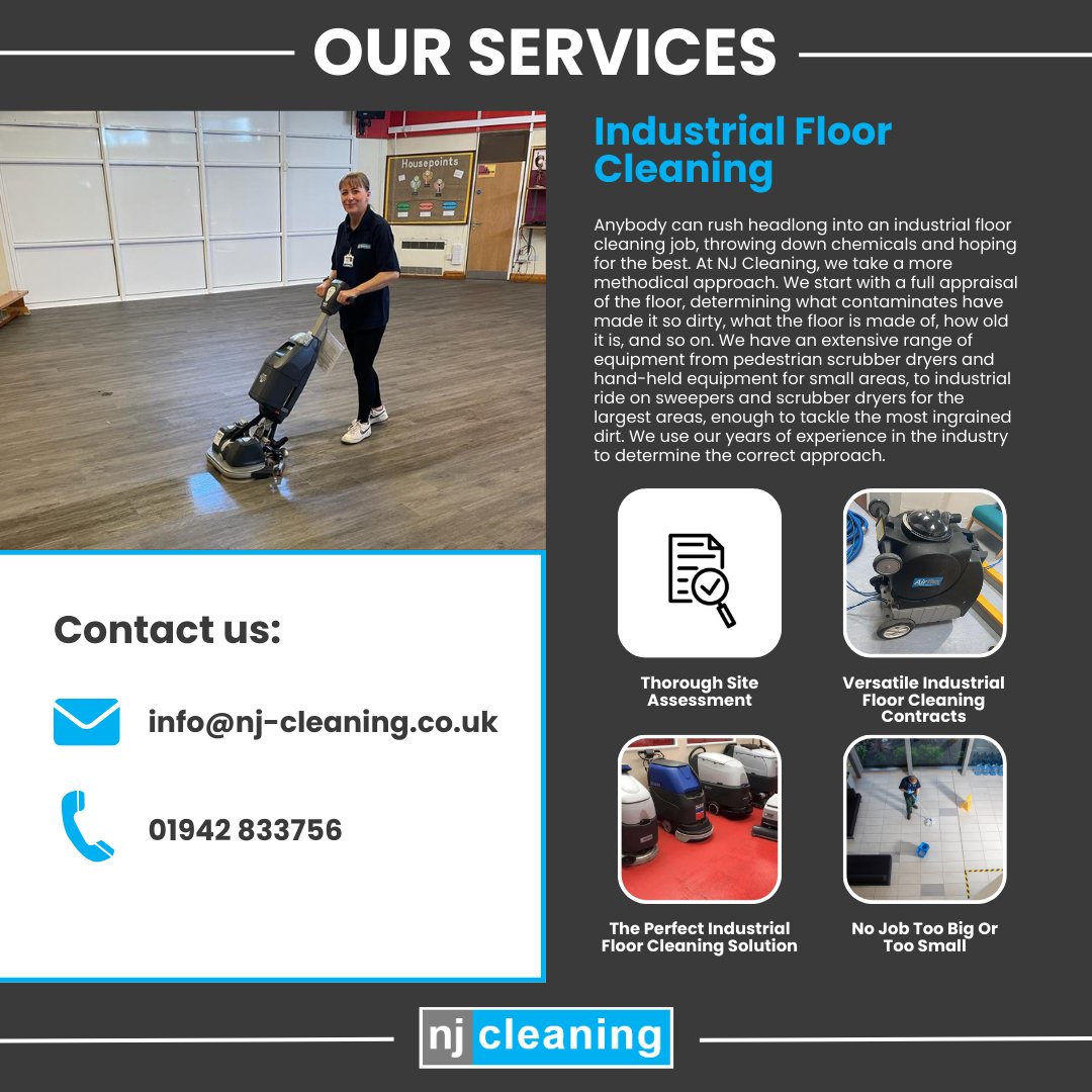 INDUSTRY FLOOR CLEANING - trust us to take care of your floors ⭐️

Contact us today for your free quote:
✉️: info@nj-cleaning.co.uk
📞: 01942 833756

#njcleaning #njcleaningservices #njcleaningwigan #cleaning #clean #commercialcleaners #teamnjcleaning #wigan #wigancouncil #bolton