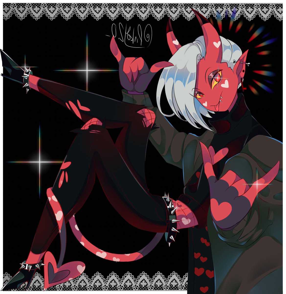 limoncito_art's tweet image. Helluva boss Ocs jeje 💕💕 
#HelluvaBoss #helluvabossocs #drawing #IMP #demon #characterart