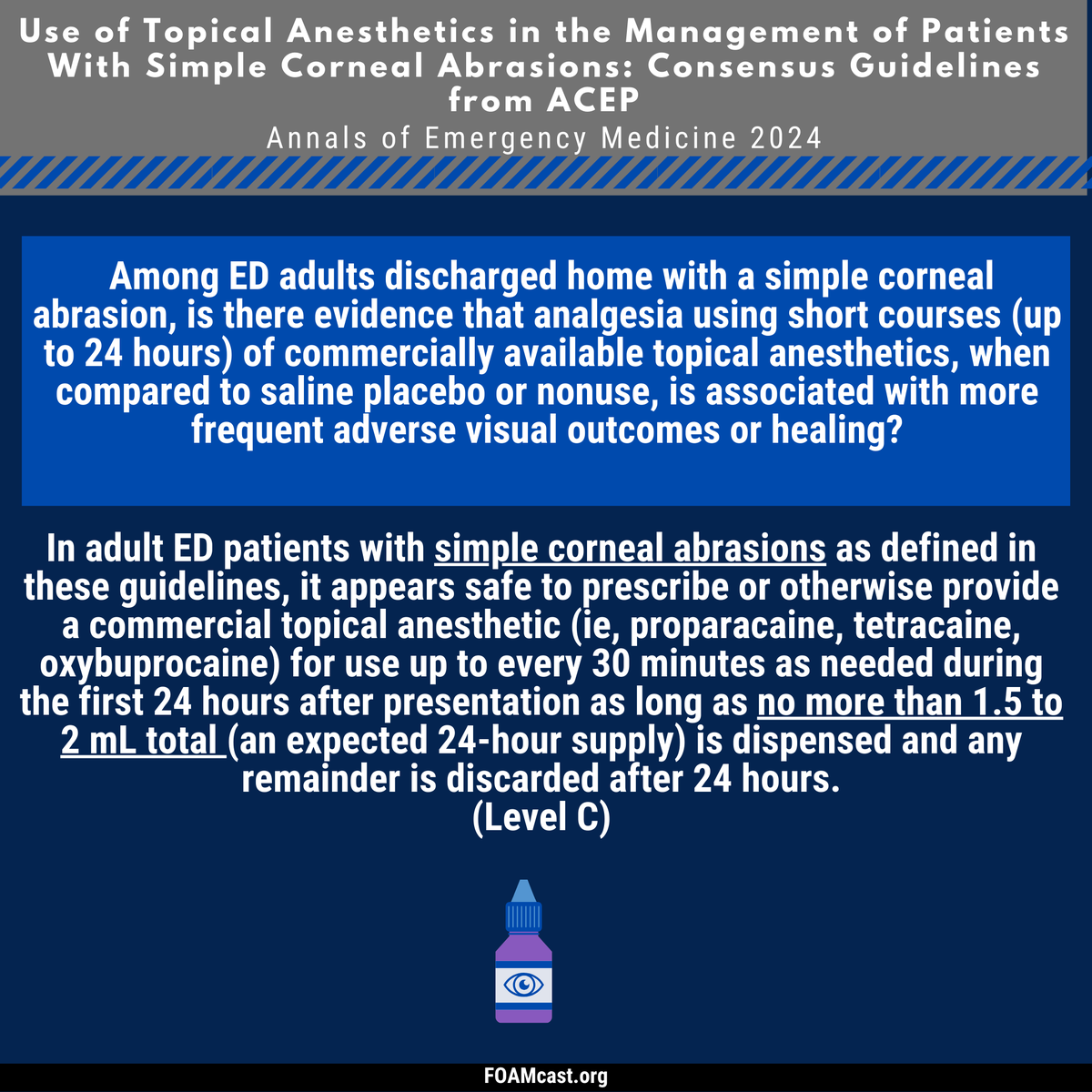 FOAMpodcast's tweet photo. New podcast on a consensus guideline on topical anesthetic use in 👁️ corneal abrasions fresh out in @annalsofem  ☕🤏👀 
Blog: https://t.co/za5Tu2dGKb
Podcast: https://t.co/LeIeqBT5kE
Listen on spotify, etc https://t.co/USexm2Dtfg
