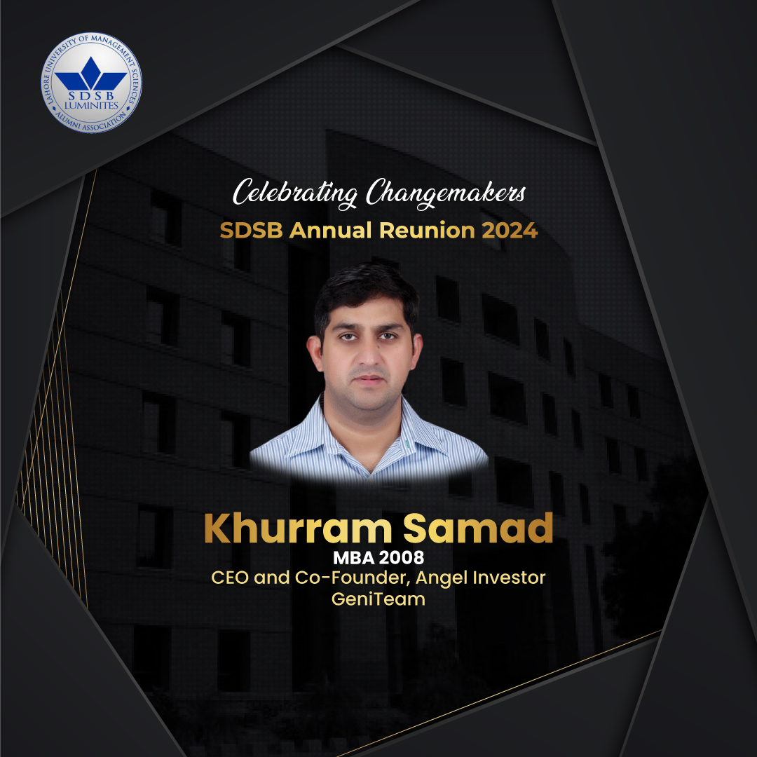 SDSBLuminites's tweet photo. 𝗦𝗗𝗦𝗕 𝗔𝗹𝘂𝗺𝗻𝗶 𝗔𝘀𝘀𝗼𝗰𝗶𝗮𝘁𝗶𝗼𝗻 invites you to honor the achievements of our alumnus, 𝗞𝗵𝘂𝗿𝗿𝗮𝗺 𝗦𝗮𝗺𝗮𝗱, who has inspired us all with the change and transformation he has enabled throughout his career.

#LuminitesAssociation #LUMS #SDSB https://t.co/4zXtnqGWja