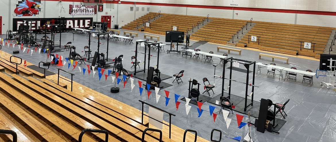 DvPowerlifting's tweet photo. Well it’s that time of year again! Lady Cardinals are ready to host 220+ of our closest friends from all around region 2! Bars loaded at 8:45am! @dvisd_athletics @DelValleISD @DVISD_DVHS @thswpa @rowe_coach https://t.co/8ButsaRkSf