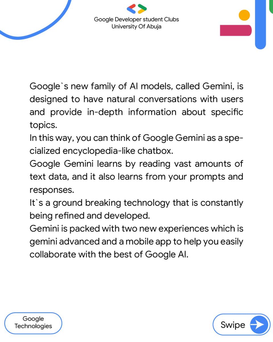 gdsc_uniabuja's tweet image. Want to know more about the new AI chatbot that is changing the way we interact with technology?

#GoogleTechnologies
#GoogleAdmob
#GDSCUNIABUJA
#GDSC