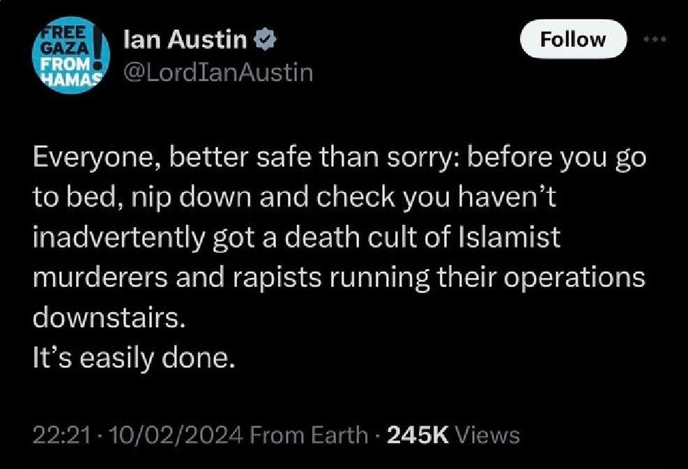 Majstar7's tweet photo. 🚨 Lord Ian Austin suspended for potential ‘Islamophobic’ comments

The suspension was unanimously decided by the board due to the impact on @MidlandHeart’s reputation and the upset caused, particularly among colleagues. 

A meeting has been scheduled in 14 days to discuss @LordIanAustin’s permanent removal from the board. 

https://t.co/SubIQJr5IJ