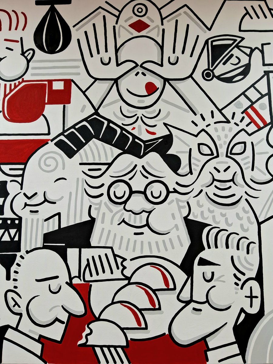 guffocaballero's tweet photo. Ya mero queda el mural de una de las  sucursales de Taquería Los del Jalisco, en Monterrey. @jisvagoimperial, @trinomonero, @RealGD y sus monstruos, el @Canelo y @SChecoPerez echando el taco. 

El domingo subo el resultado final.
Buen fin de semana. https://t.co/D90DNqzsJw