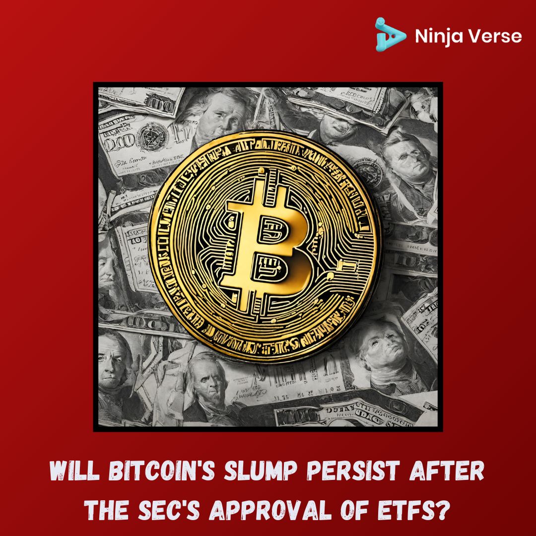 Ninjaverse12's tweet photo. 📉 Will Bitcoin's slump persist after the SEC's approval of ETFs? The recent price rollercoaster, surging to $49,000 post-announcement and dropping to $43,000, raises questions about the impact of ETFs. #Bitcoin #ETFs #MarketAnalysis https://t.co/6HruHdfZAz