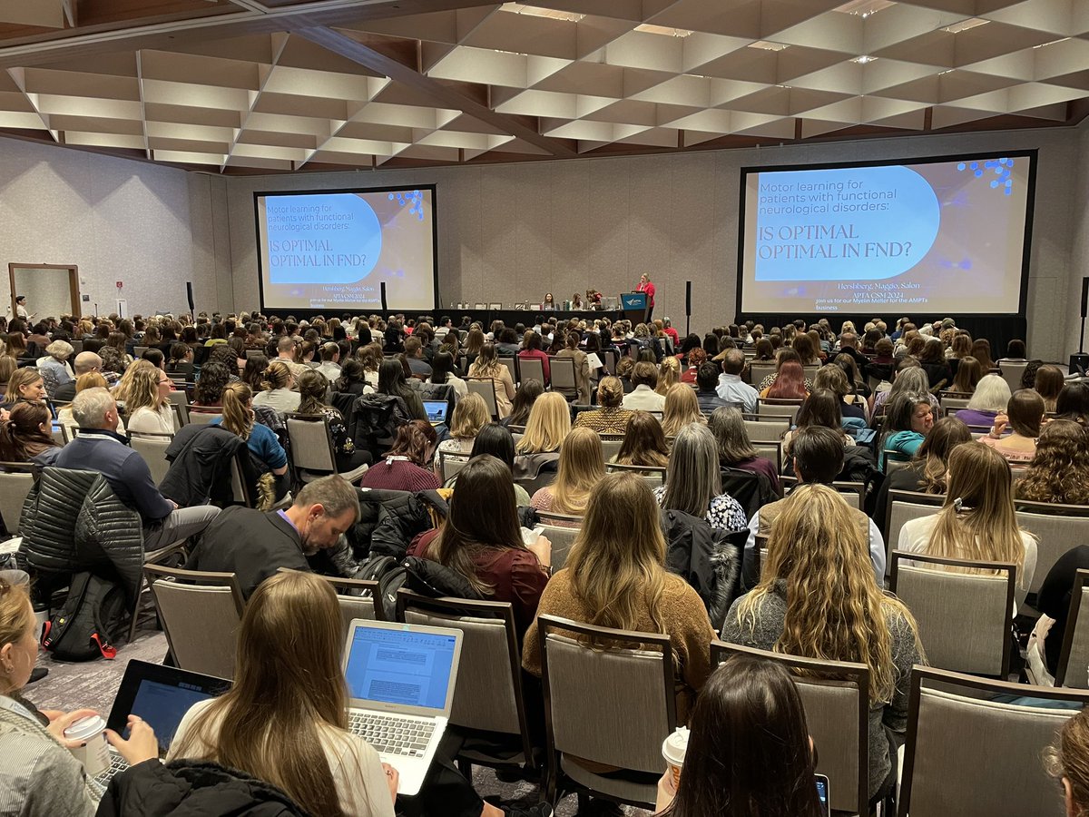 HeatherSalon's tweet photo. So honored to present at #APTACSM with these two brilliant PTs about  motor learning and PT for people with FND.  So inspired by all the PTs who attended and are working so hard for these patients. So grateful for all the colleagues who came to cheer us on❤️ https://t.co/hZgLjqF5k9